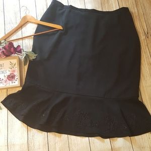 Beautiful Long Embellished Beaded Black Skirt